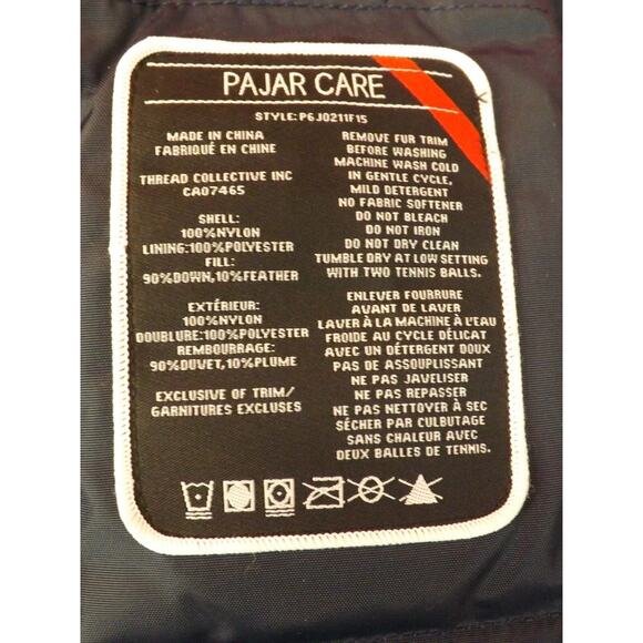 NEW PAJAR CANADA BLUE NYLON COYOTE FUR HOODIE EAGLE GOOSE DOWN JACKET XL - Picture 8 of 9